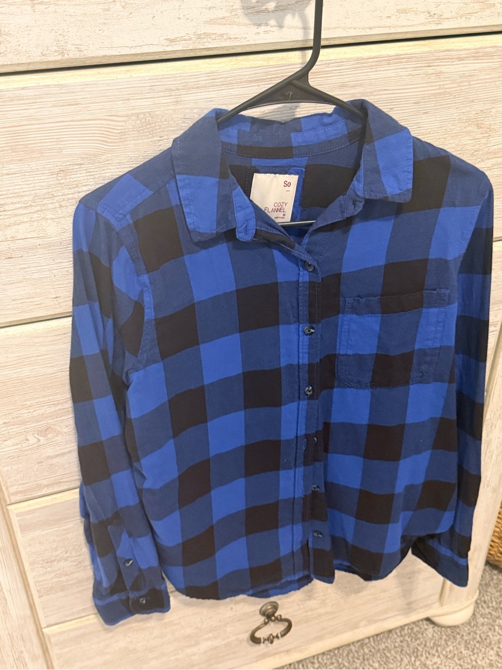 Blue and Black Buffalo Plaid Button-Up Shirt
